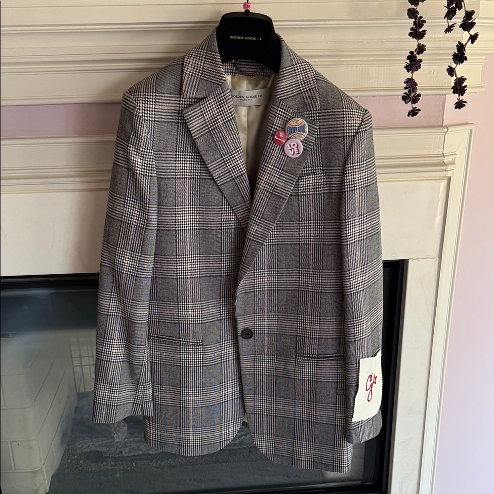 Golden Goose Checkered Blazer with Embroidered Patches. WORN TWICE